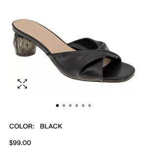 The BCBGeneration Mebba with a feminine pleated strap & transparent heel Size7.5